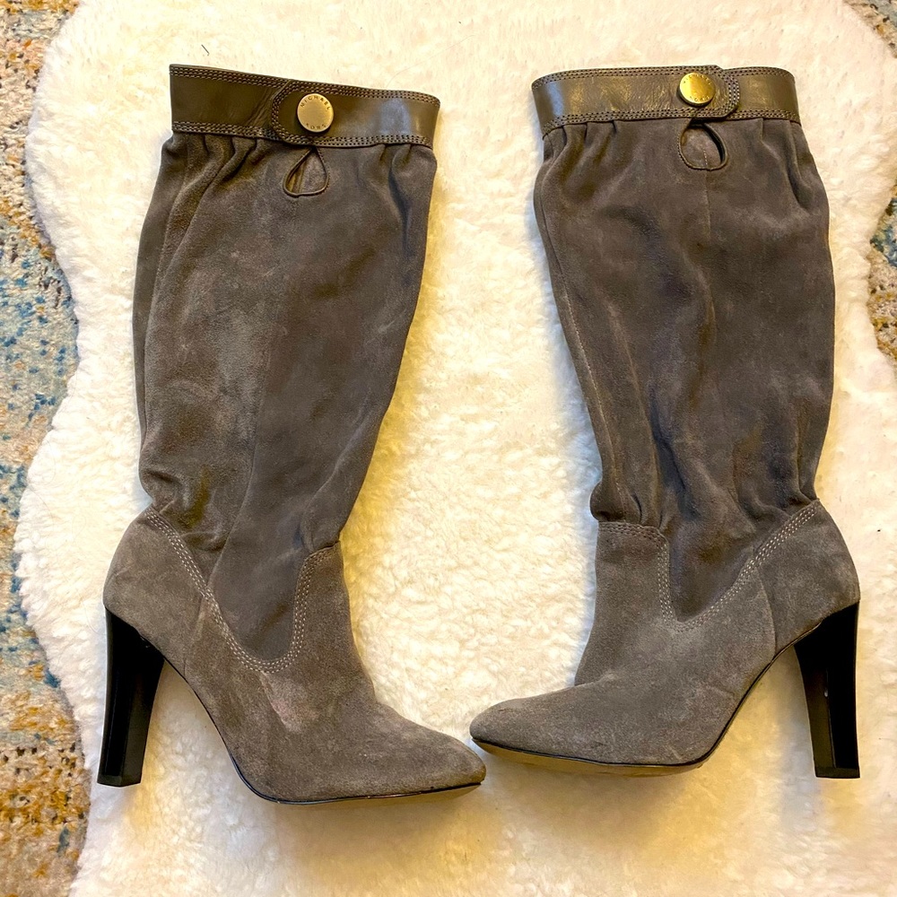 Michael Kors Grey Suede Harness Slouchy Boot, Size 7.5
